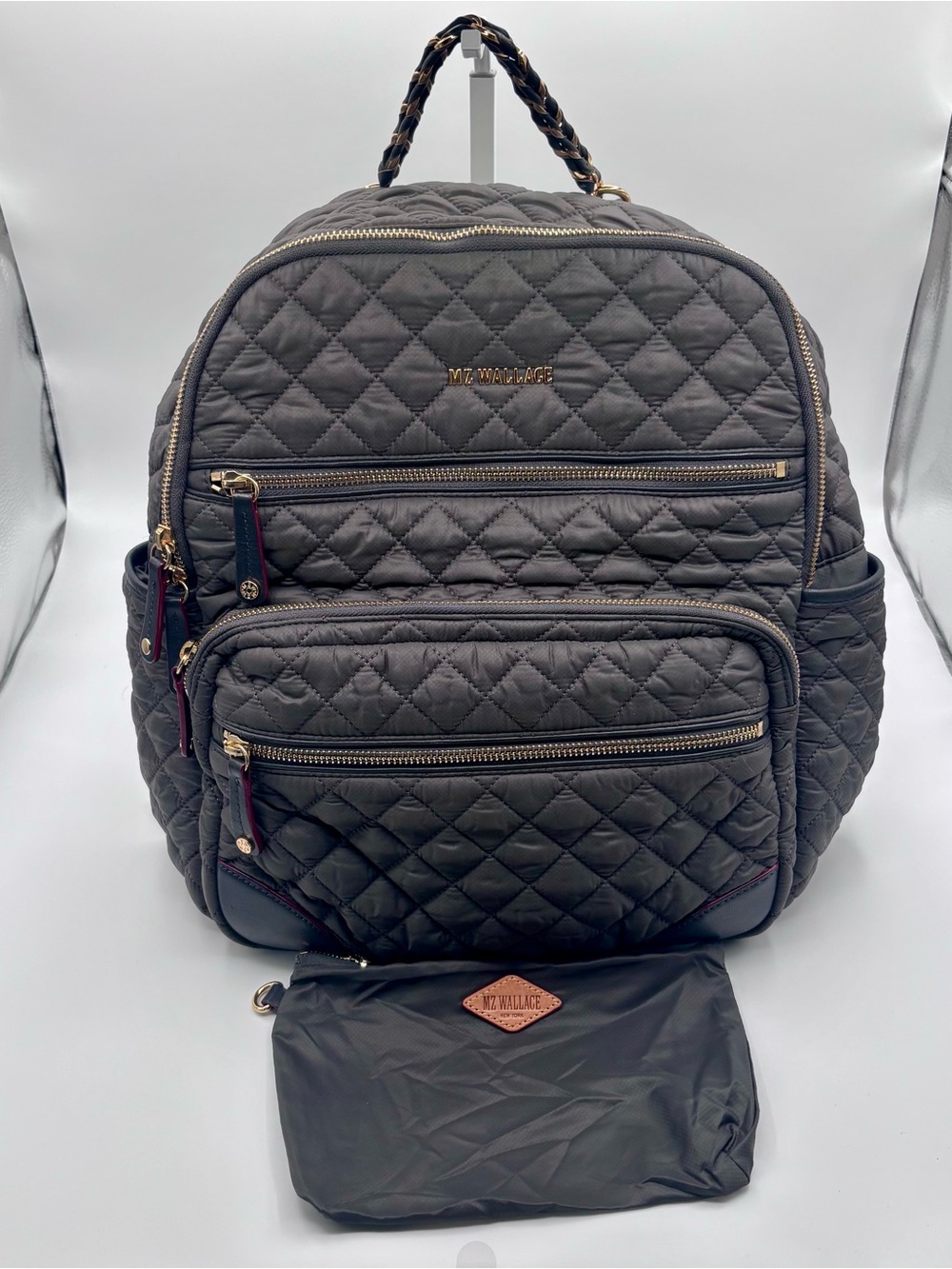 MZ Wallace Crosby Backpack Quilted Nylon Magnet Gray